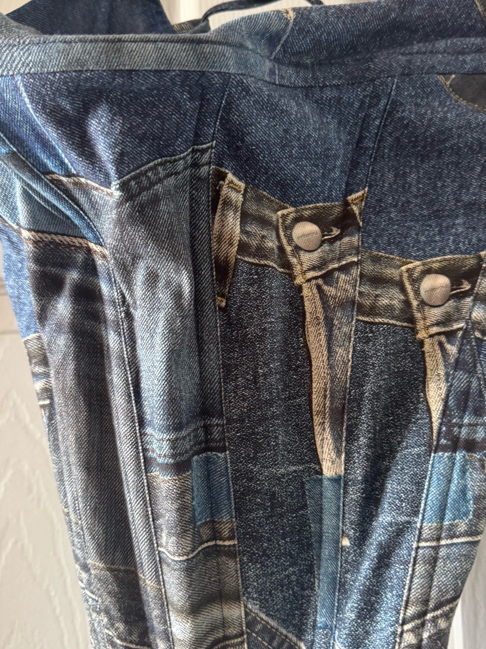 Miaou Women’s Blue Denim-Print Corset Top - Picture 3 of 5